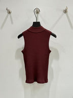Miu Miu 2025 Round Neck Sleeveless Vest Brown Viscose