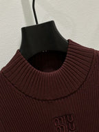 Miu Miu 2025 Round Neck Sleeveless Vest Brown Viscose