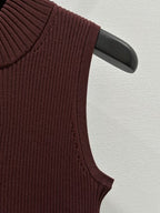Miu Miu 2025 Round Neck Sleeveless Vest Brown Viscose