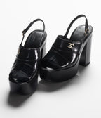 sandals black patent crumpled lambskin