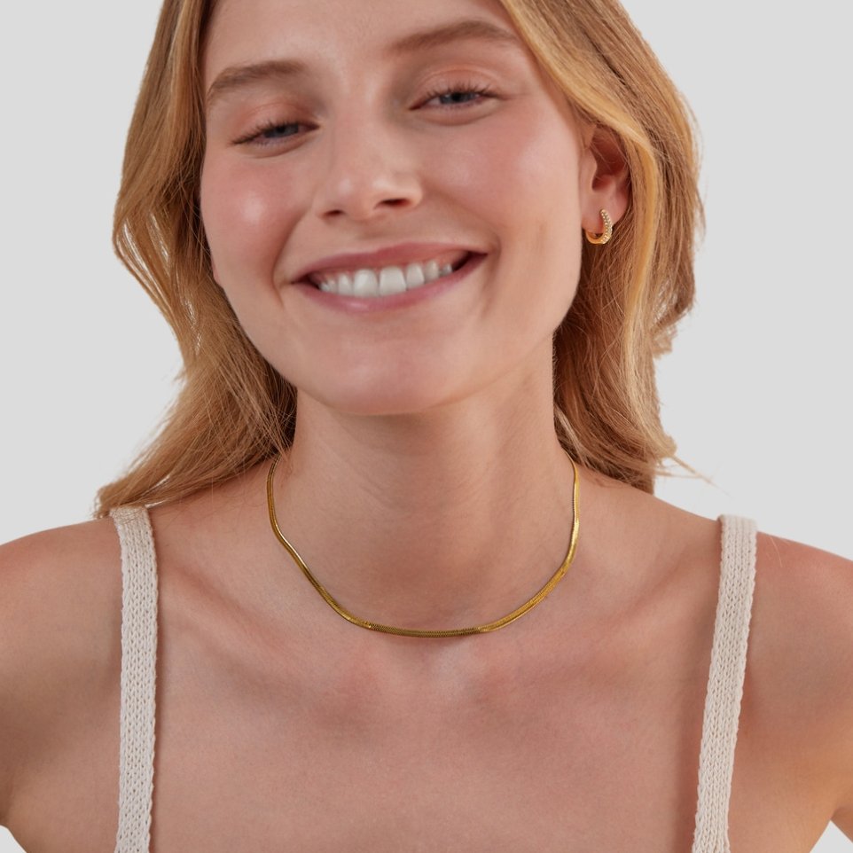 Sarya Snake Chain Gold Necklace - Beautiful Earth Boutique