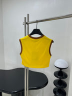 Miu Yellow Brown Cropped Tank Top