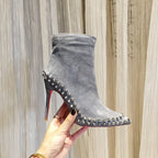 CL Willetta Ankle Boots 100mm Suede with Spikes Gray