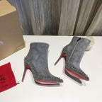 CL Willetta Ankle Boots 100mm Suede with Spikes Gray