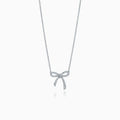 RIBBON NECKLACE BOW PENDANT DIAMOND CHARM CHAIN
