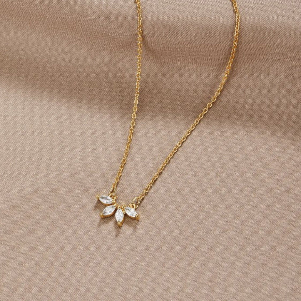Tiffany Crystal Leaf Pendant Necklace - Beautiful Earth Boutique