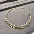 KNOT DOUBLE ROW NECKLACE IN YELLOW GOLD WITH DIAMONDS