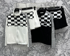 CD 25 Checkerboard Contrast Ribbon Casual Suit Polyester