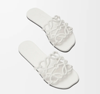 Loew Petal Anagram Leather Slides White