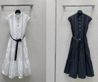 LV 25 Simple Elegant Vest Dress Black White Cotton