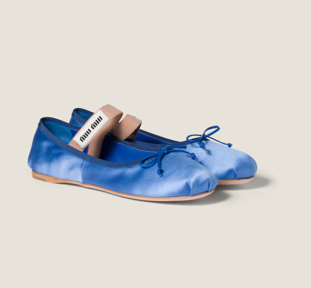Miu Miu Mary Jane Ballet Flats  Silk Goatskin