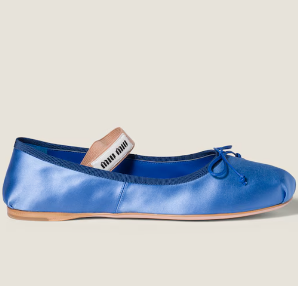 Miu Miu Mary Jane Ballet Flats  Silk Goatskin