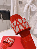 Toile Iconographe Slide Sandal Red Beige