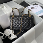 Medium Classic Flap Bag 23cm Black Lambskin Gold Hardware