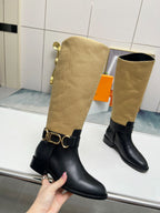 LV Westside Flat High Boot 40mm Black Mix Light Brown Lambskin