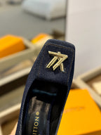 LV Shake Pump 120mm Dark Blue Fabric Denim
