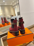 LV Beaubourg Ankle Boot 100mm Red Suede