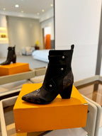 LV Trinity Ankle Boot 75mm Black Mix Dark Brown Monogram Calfskin