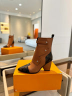 LV Trinity Ankle Boot 75mm Orange Brown Monogram Calfskin