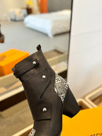 LV Trinity Ankle Boot 75mm Black Mix White Monogram Calfskin