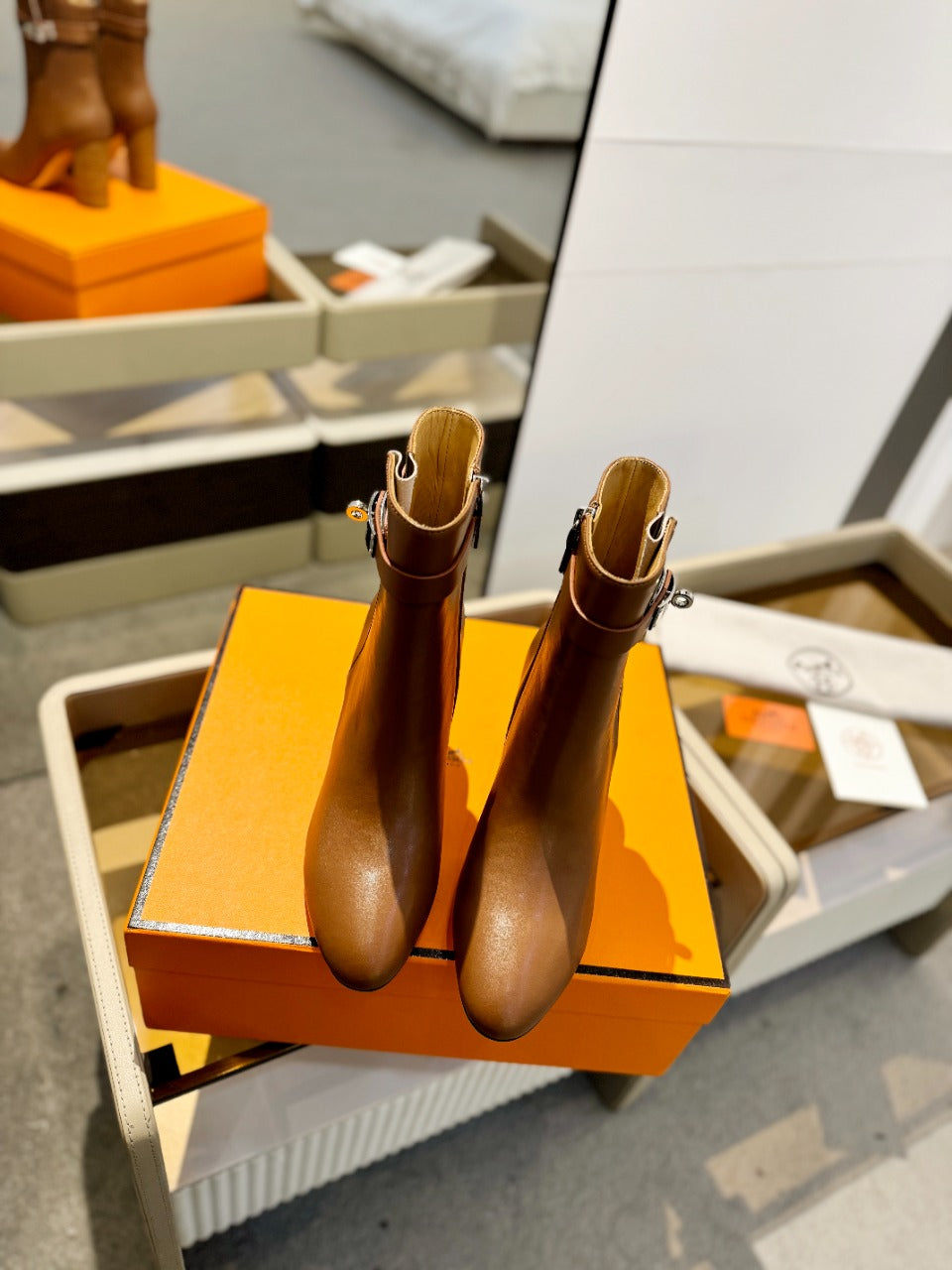 HM Saint Germain Ankle Boot 85mm Brown Cowhide 961645