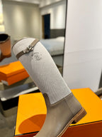 HM Jumping Boot 20mm Beige Light Brown Mix Grey White Cowhide And Tech Fabric 961655