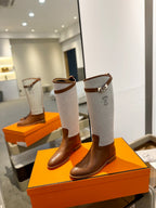 HM Jumping Boot 20mm Brown Mix Grey White Cowhide And Tech Fabric 961657