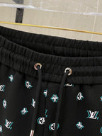 LV CASUAL SHORTS BLACK MIX WHITE COTTON STRETCH FABRIC 239612