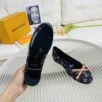 LV Nina Doll Shoes Black Monogram Denim Printed Fabric