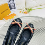 LV Nina Doll Shoes Black Monogram Denim Printed Fabric