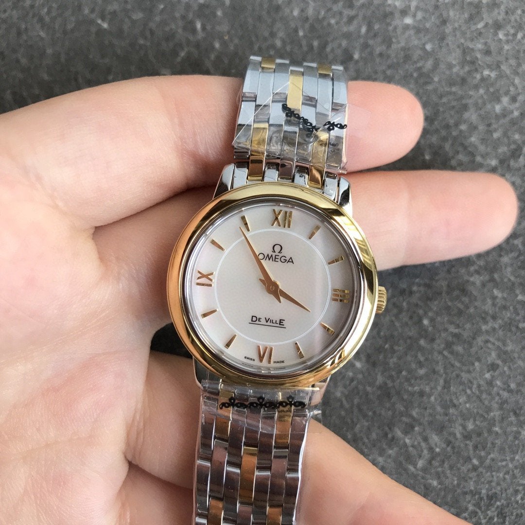 DEVILLE PRESTIGE 27MM QUARTZ GOLD STEEL MOP DIAL